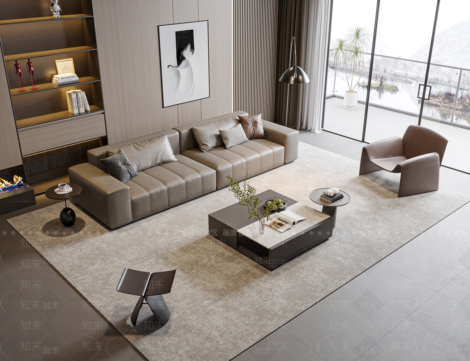 现代家居客厅3D模型下载【ID:1179409216】