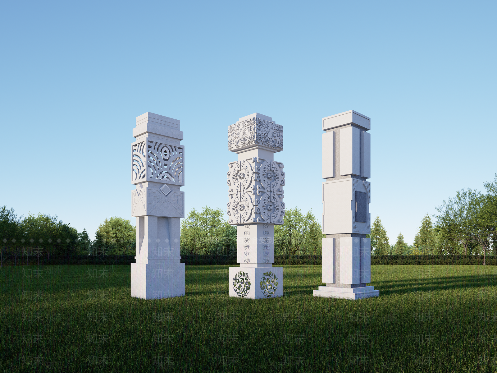 中式复古景观柱SU模型下载【ID:1179414093】