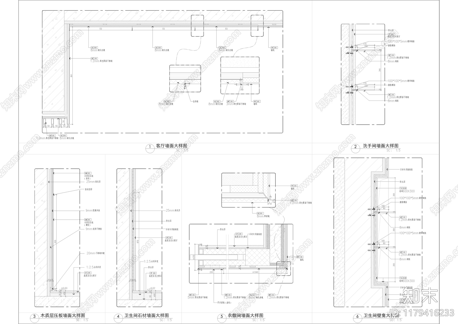 现代公寓cad施工图下载【ID:1179416233】