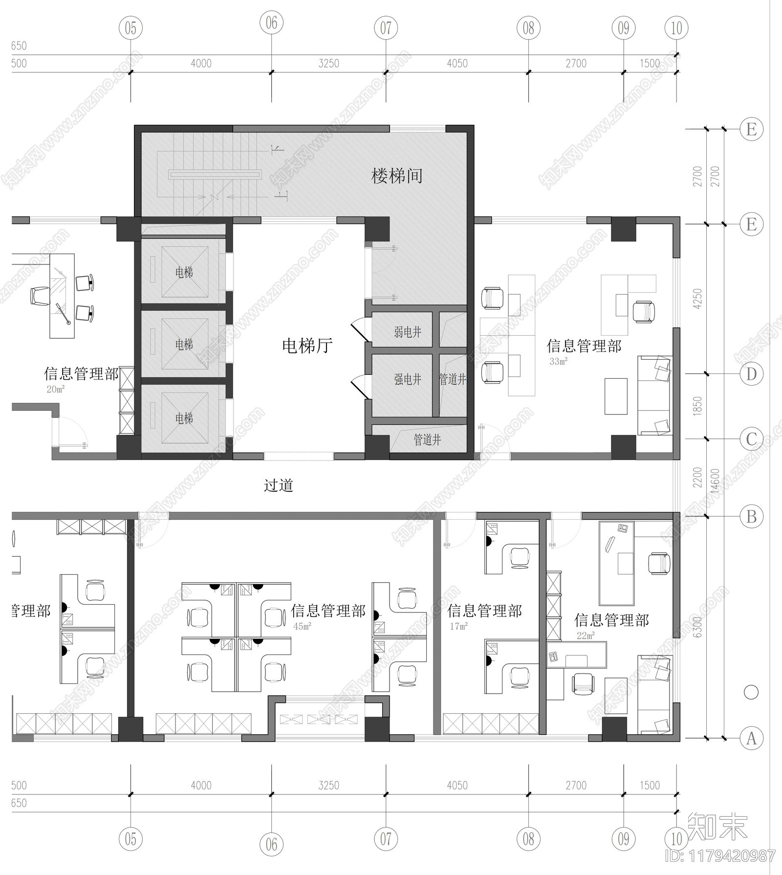 办公室平面图施工图下载【ID:1179420987】