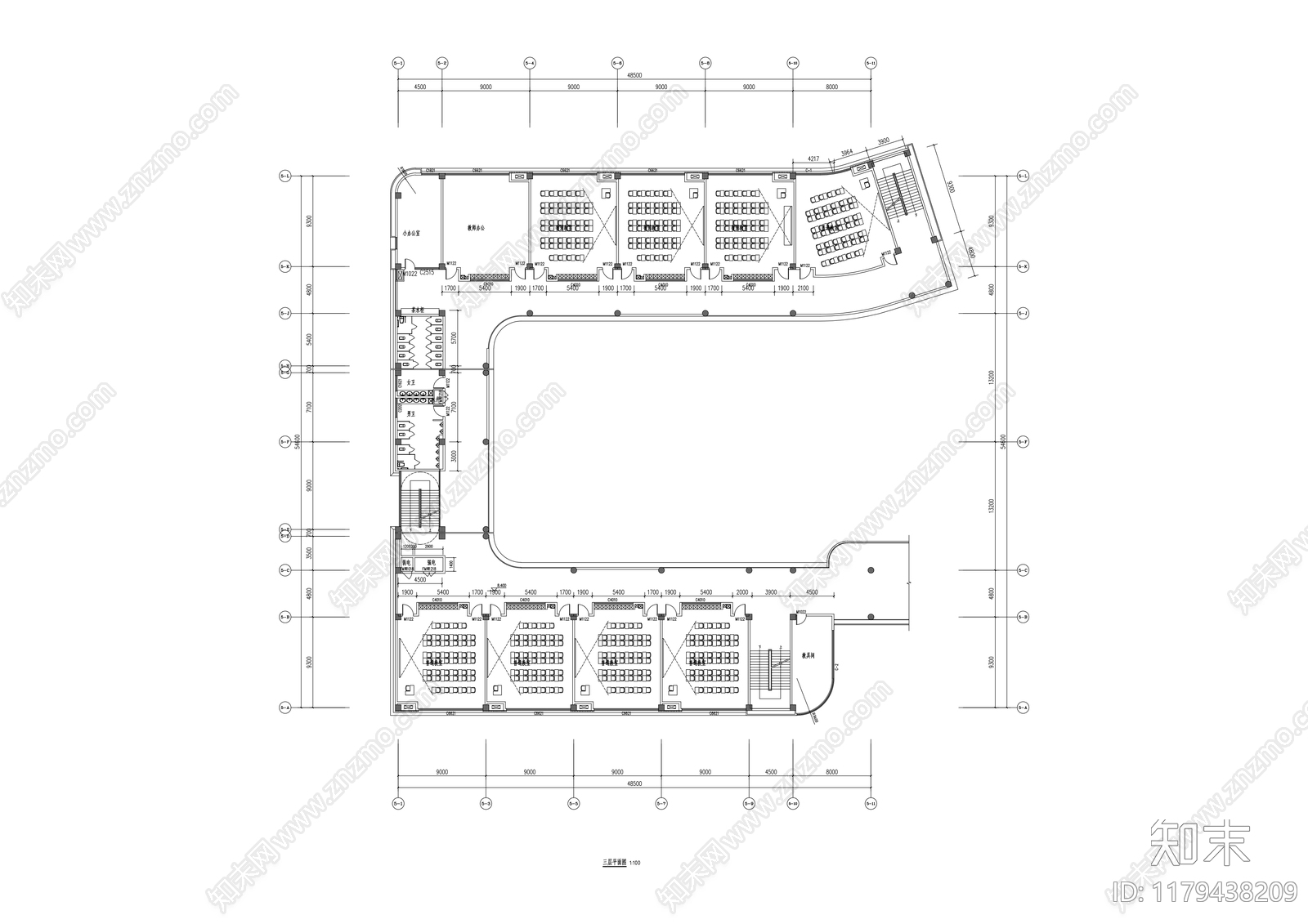 现代学校建筑cad施工图下载【ID:1179438209】