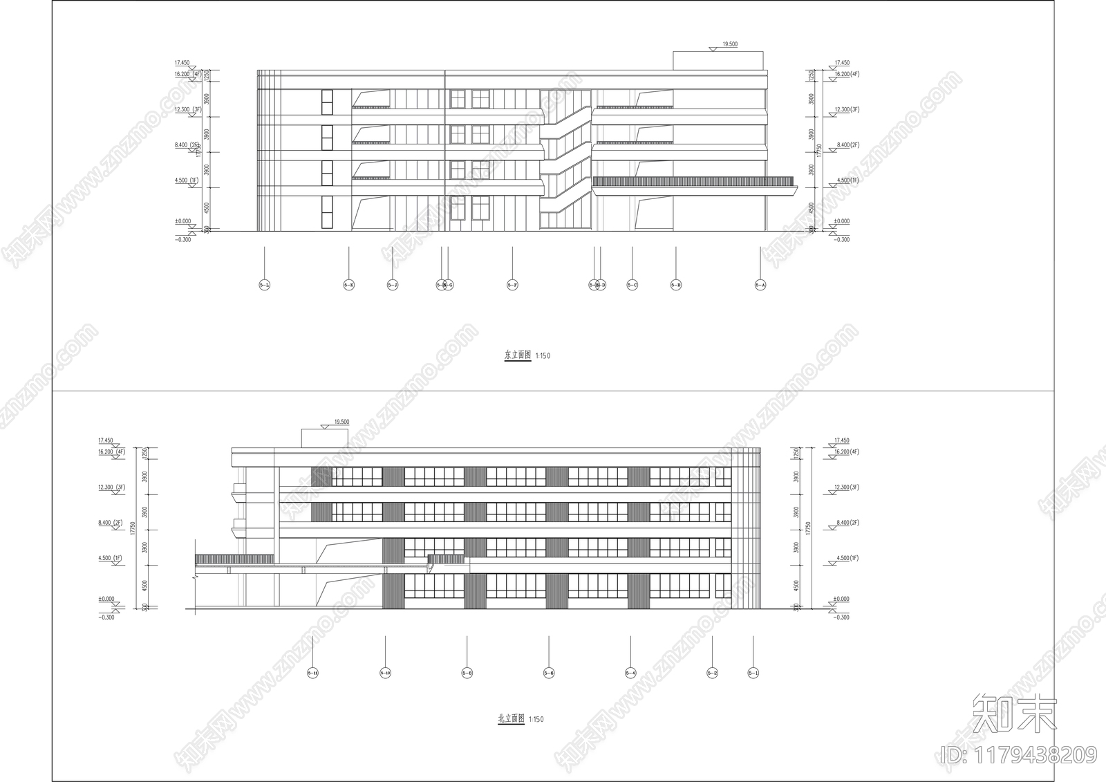 现代学校建筑cad施工图下载【ID:1179438209】