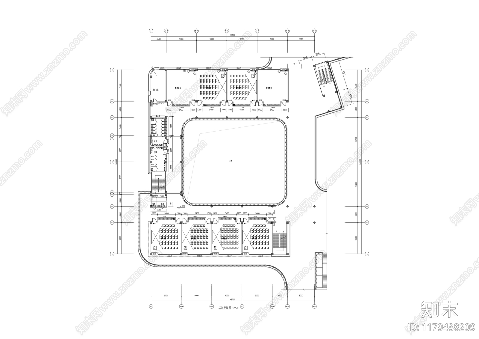 现代学校建筑cad施工图下载【ID:1179438209】