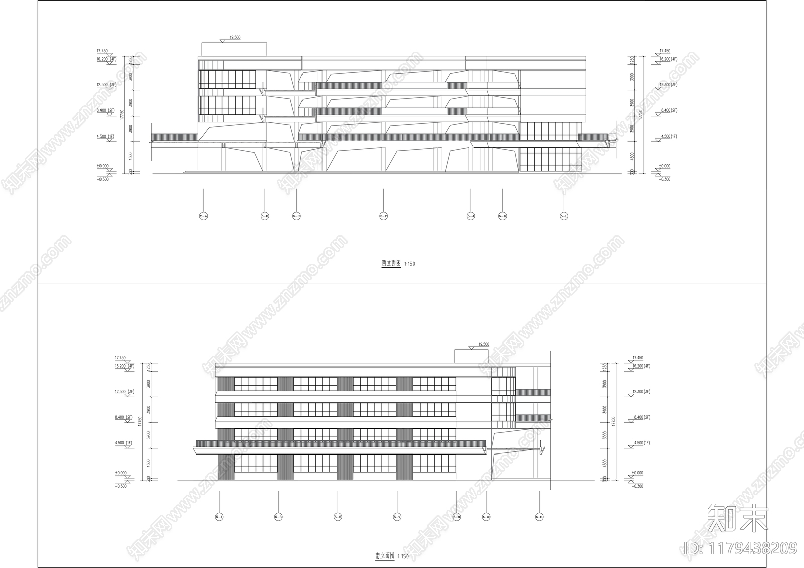 现代学校建筑cad施工图下载【ID:1179438209】