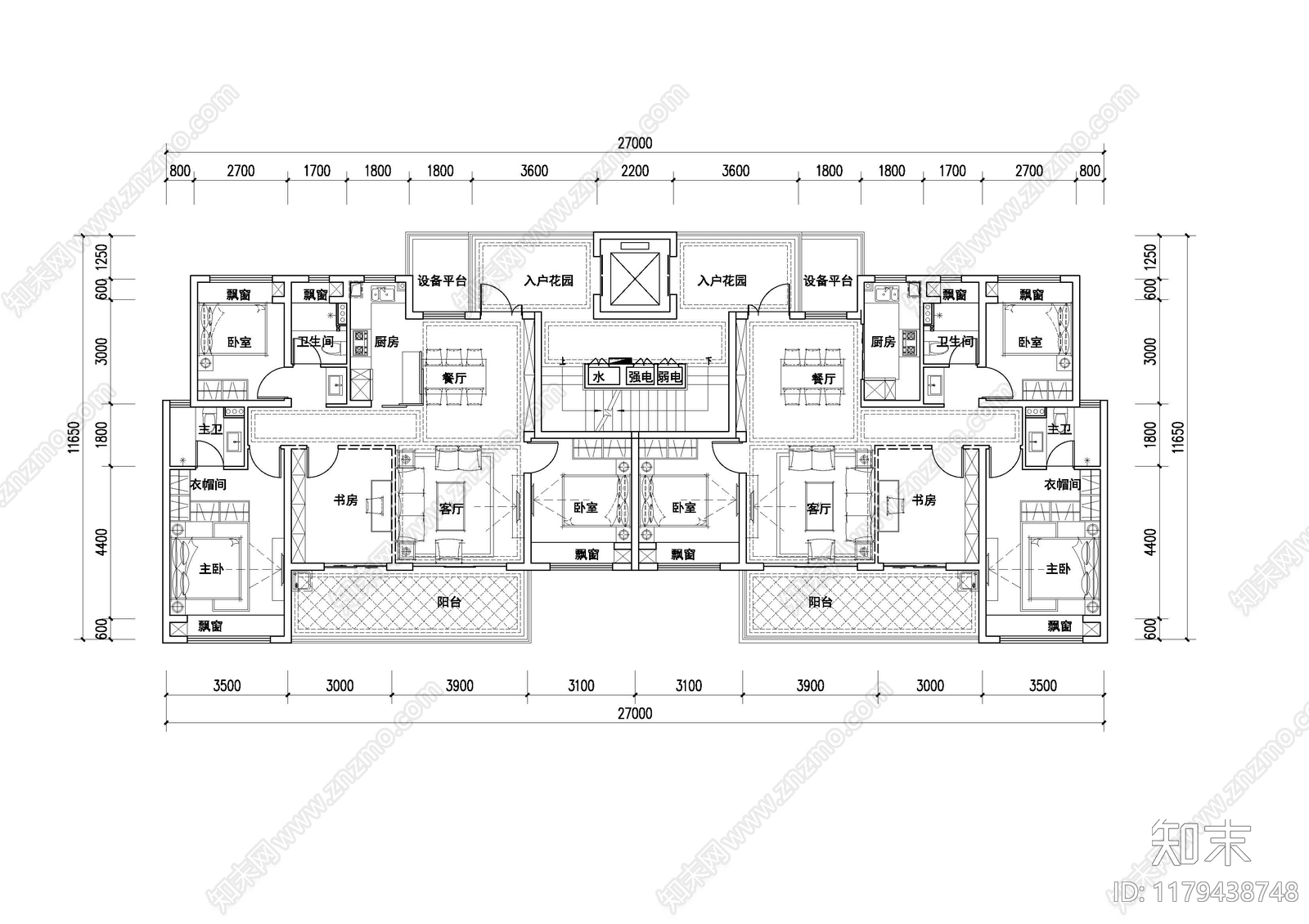 现代新中式住宅楼建筑施工图下载【ID:1179438748】