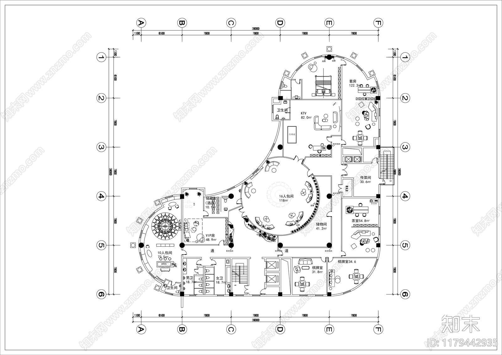 轻奢会所施工图下载【ID:1179442935】