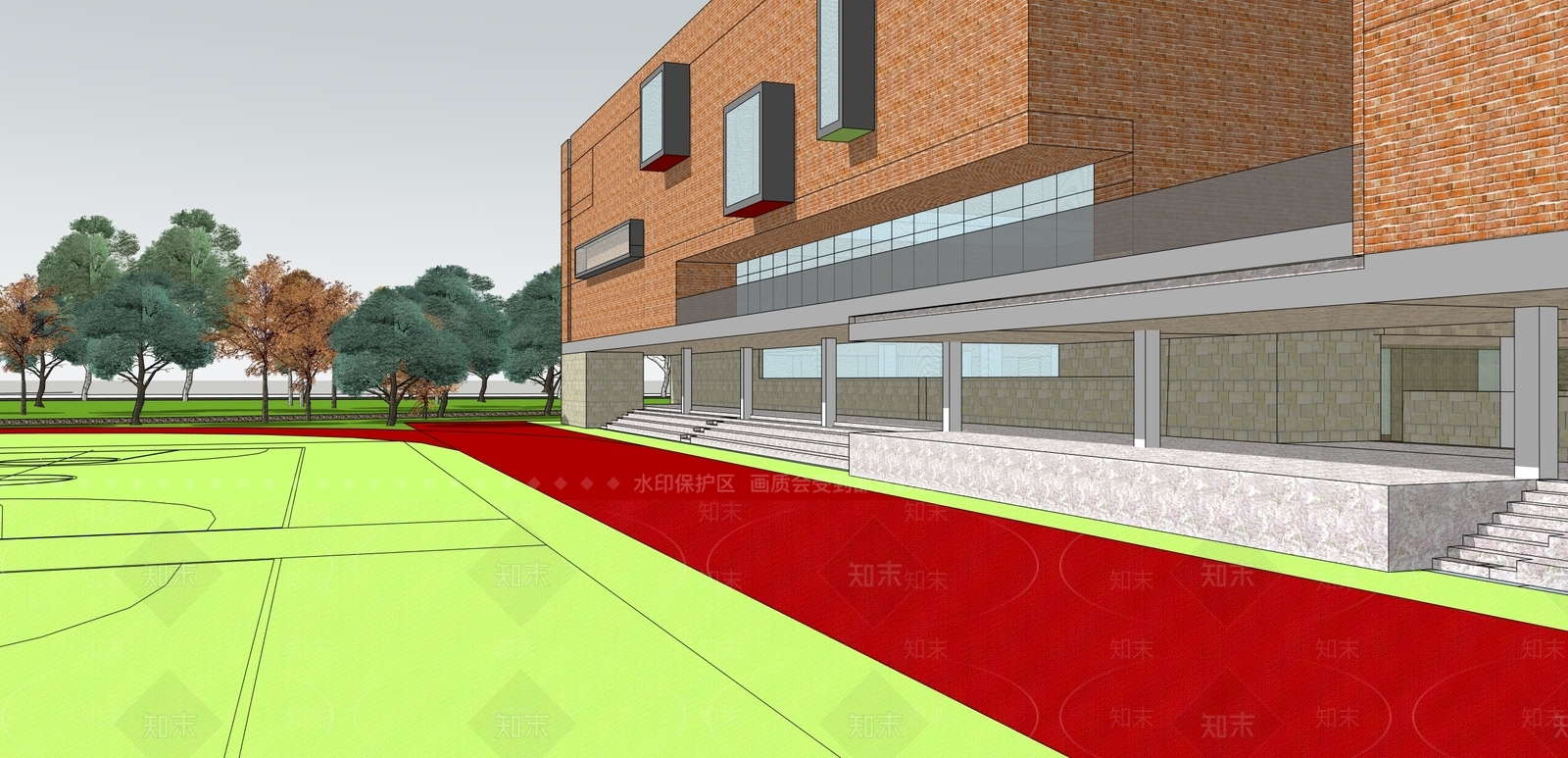 现代学校建筑SU模型下载【ID:1179443303】