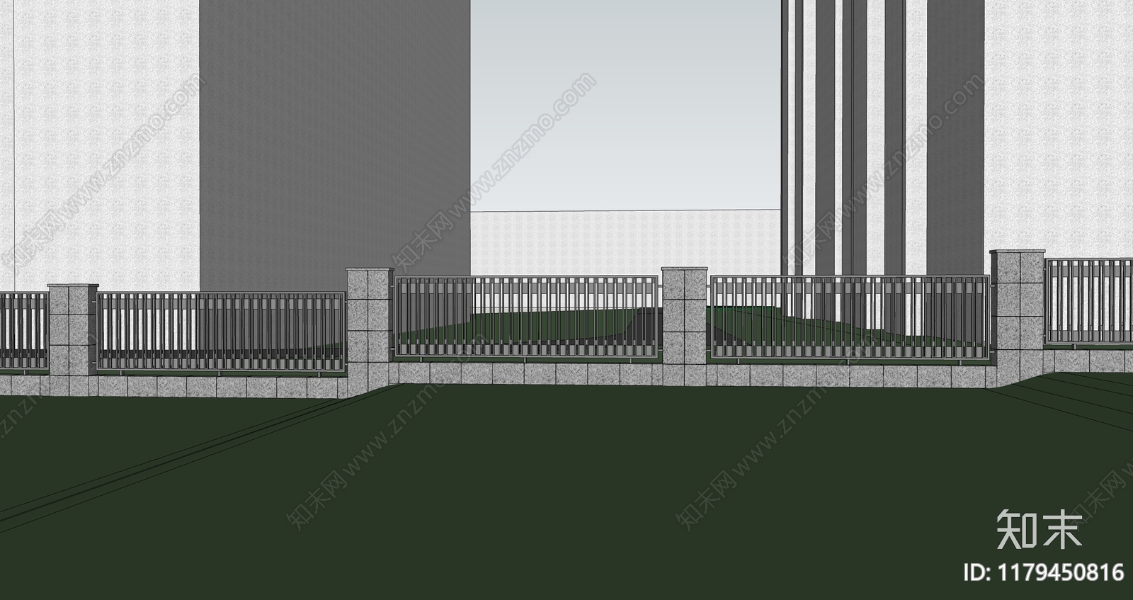 现代简约围墙SU模型下载【ID:1179450816】