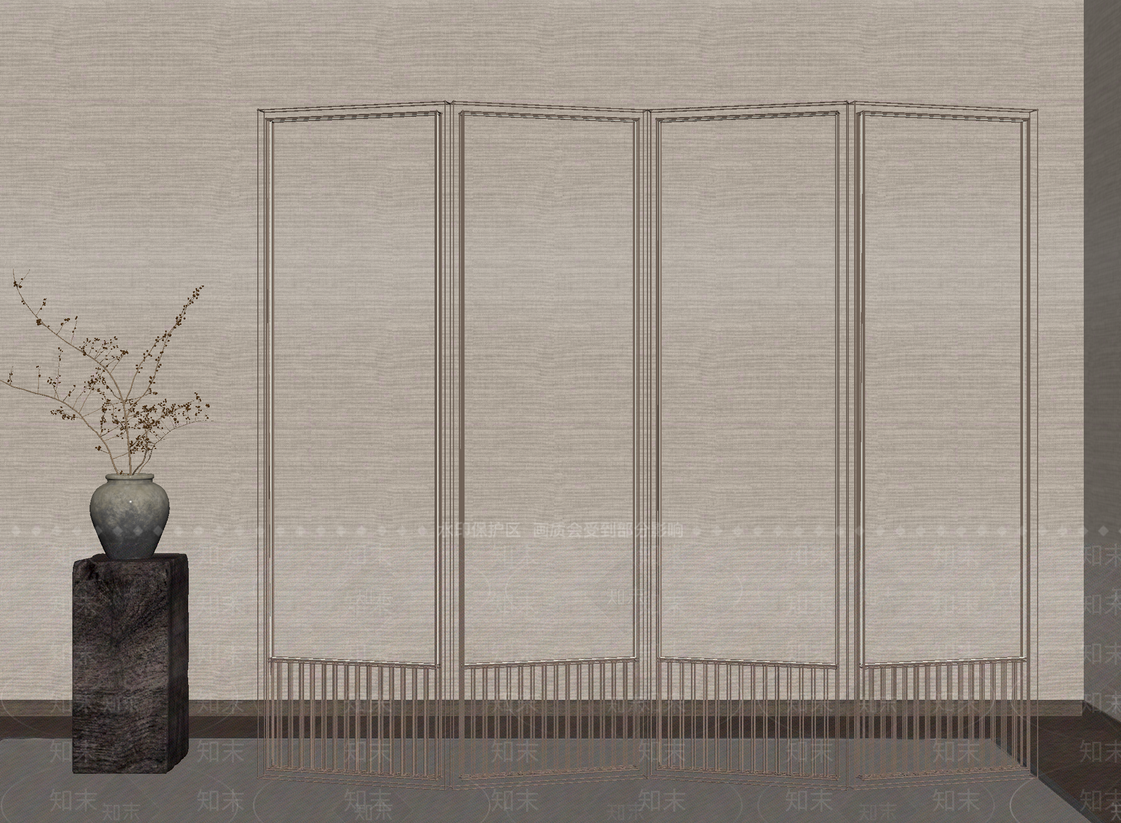 新中式屏风SU模型下载【ID:1179450882】