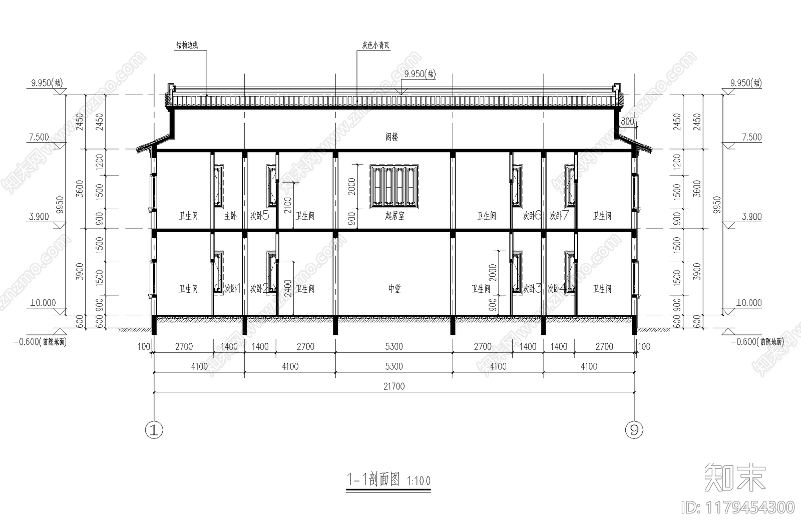 新中式中式四合院施工图下载【ID:1179454300】