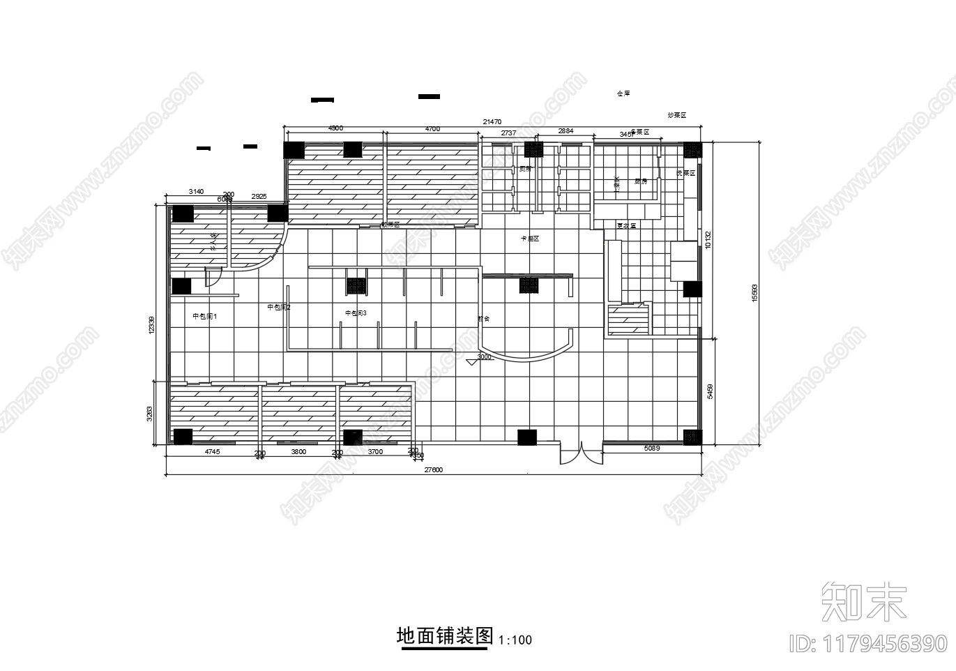 中式中餐厅施工图下载【ID:1179456390】