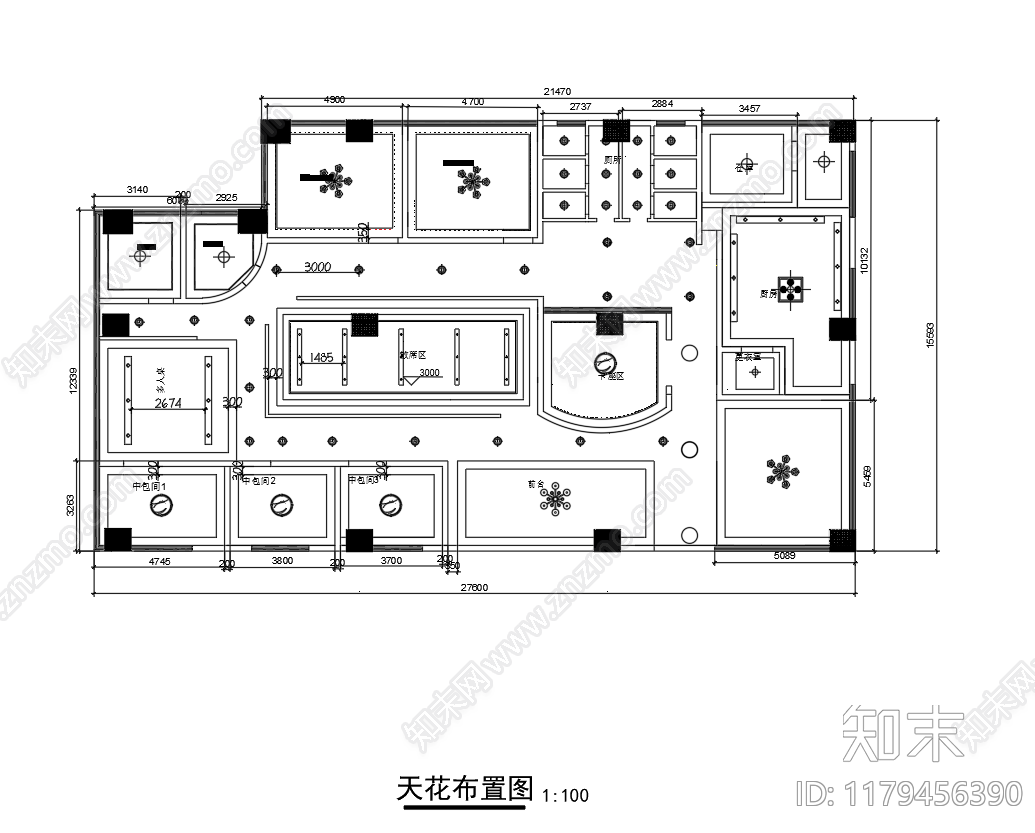 中式中餐厅施工图下载【ID:1179456390】