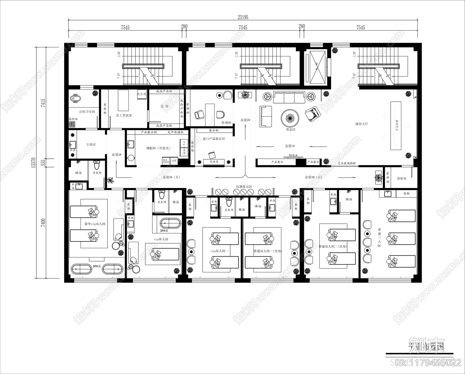 现代美容院cad施工图下载【ID:1179455022】