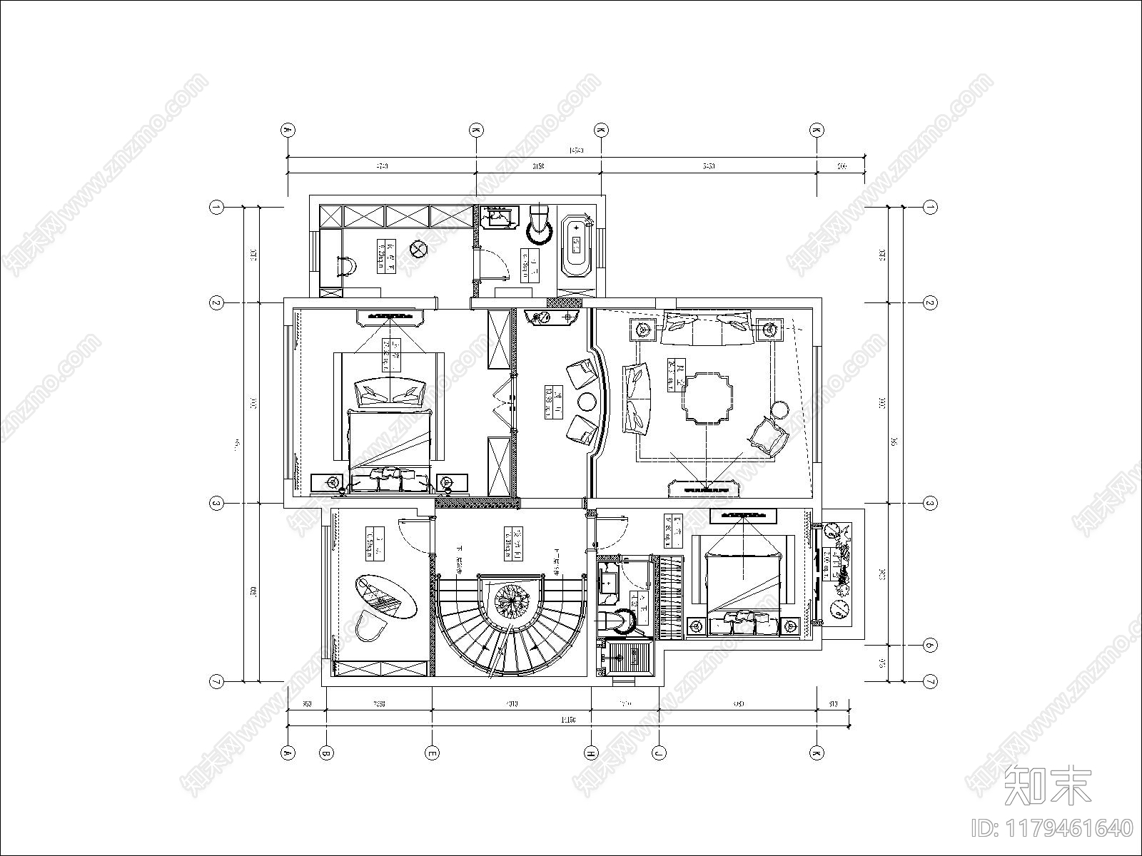 别墅cad施工图下载【ID:1179461640】