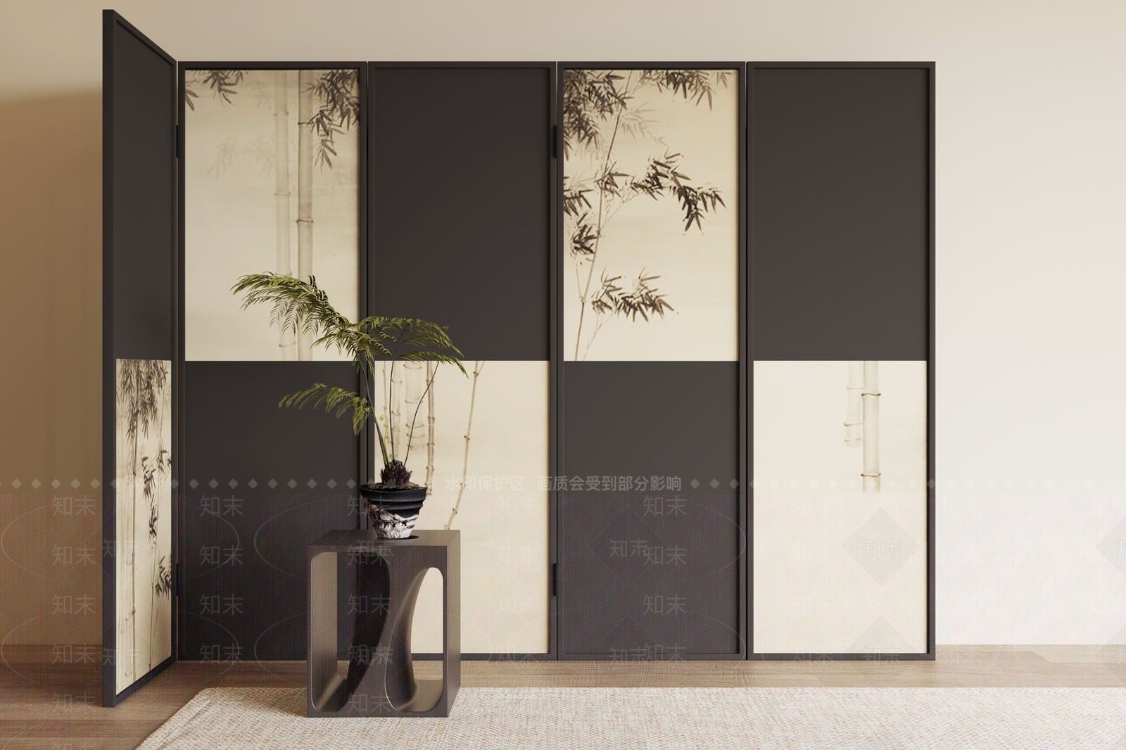 新中式屏风SU模型下载【ID:1179463189】