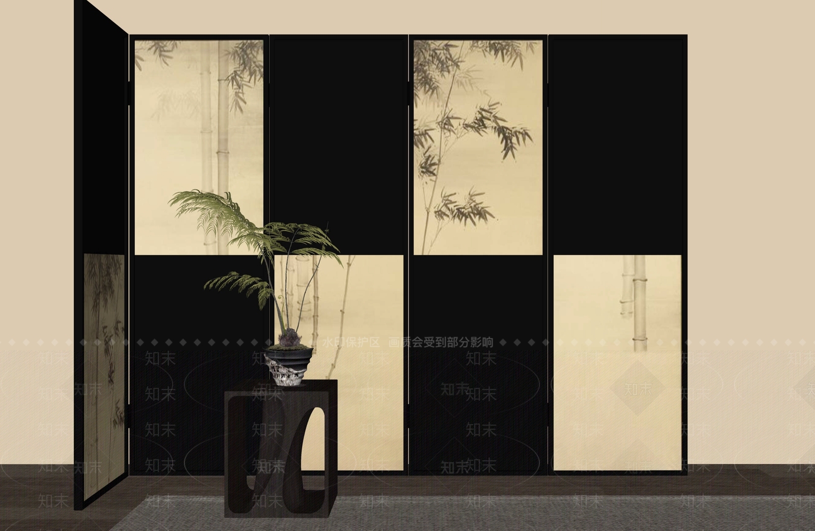 新中式屏风SU模型下载【ID:1179463189】