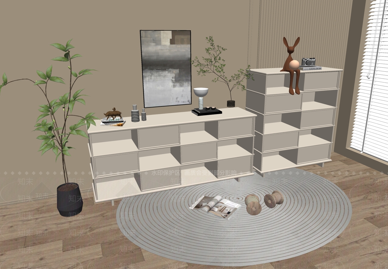 现代奶油斗柜SU模型下载【ID:1179467150】