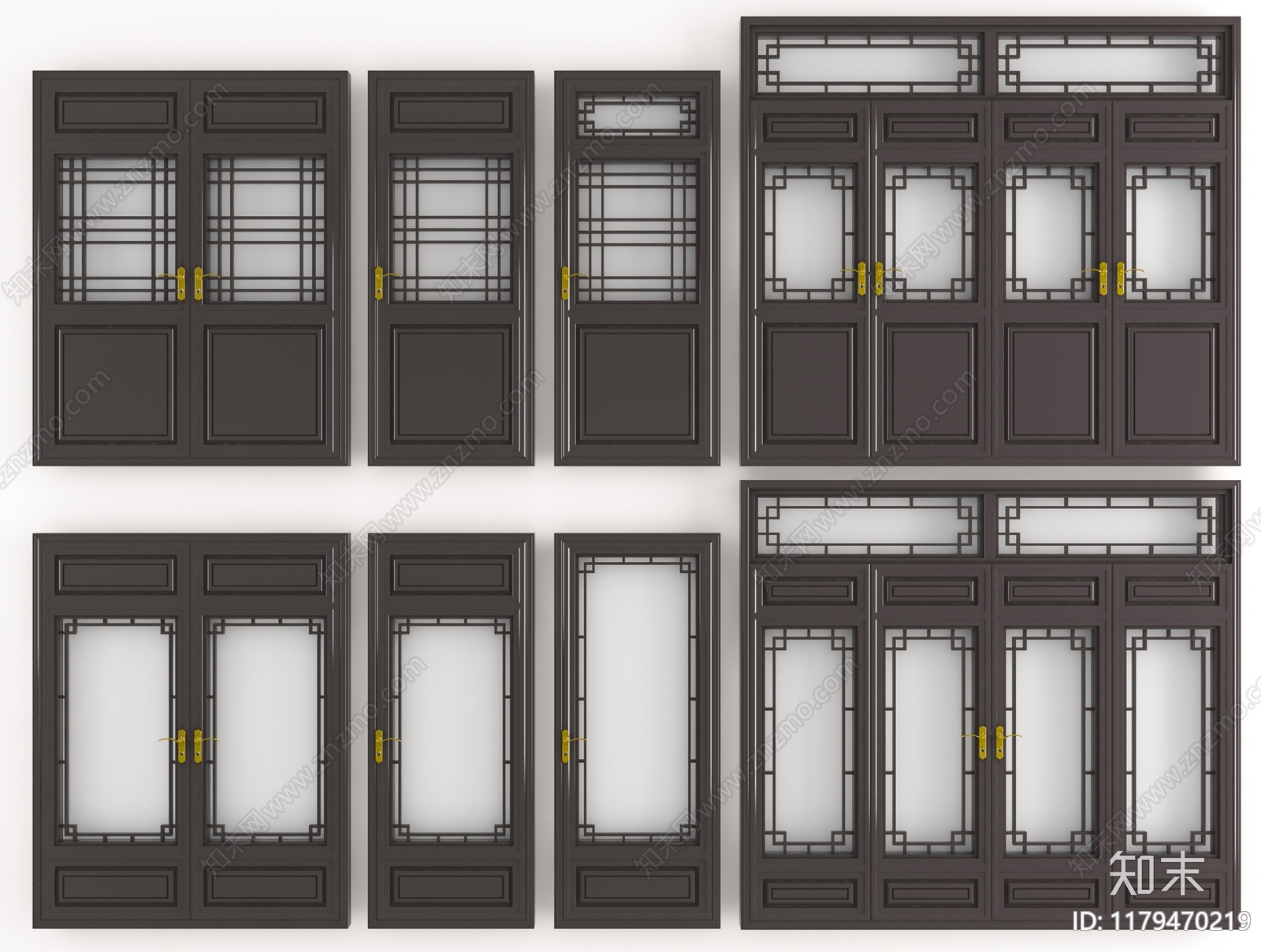 中式新中式门组合3D模型下载【ID:1179470219】