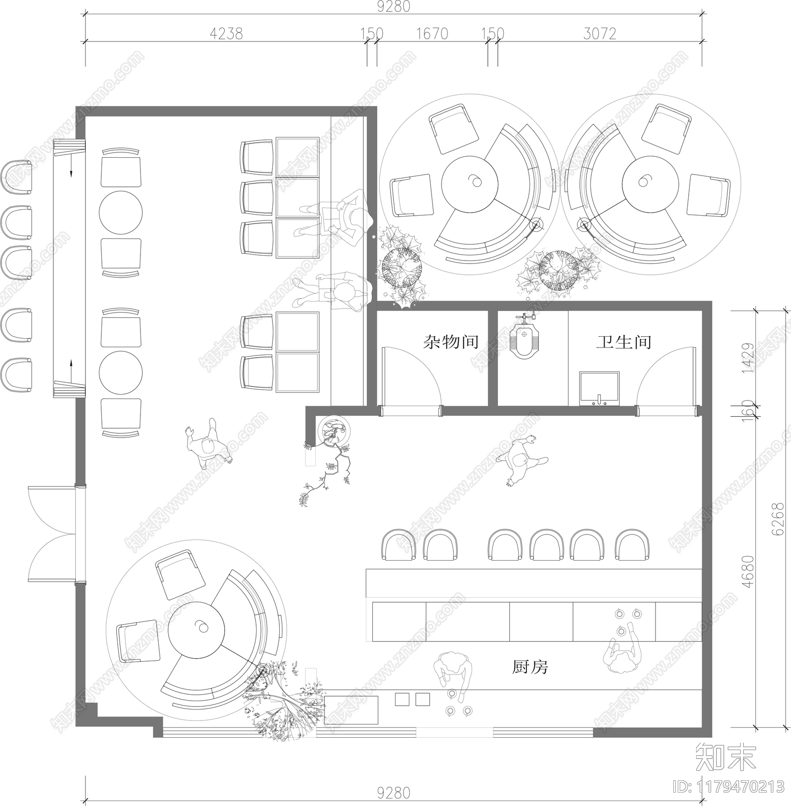 现代其他餐饮空间cad施工图下载【ID:1179470213】