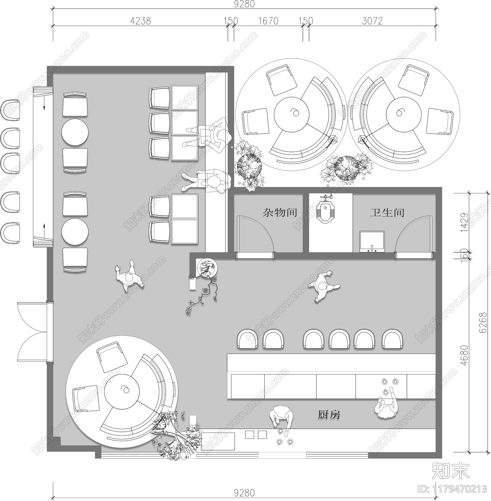 现代其他餐饮空间cad施工图下载【ID:1179470213】