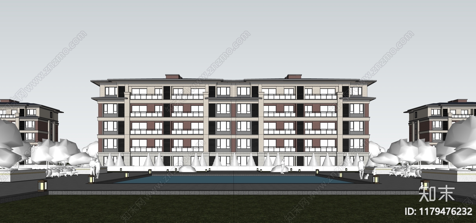 新中式多层住宅SU模型下载【ID:1179476232】