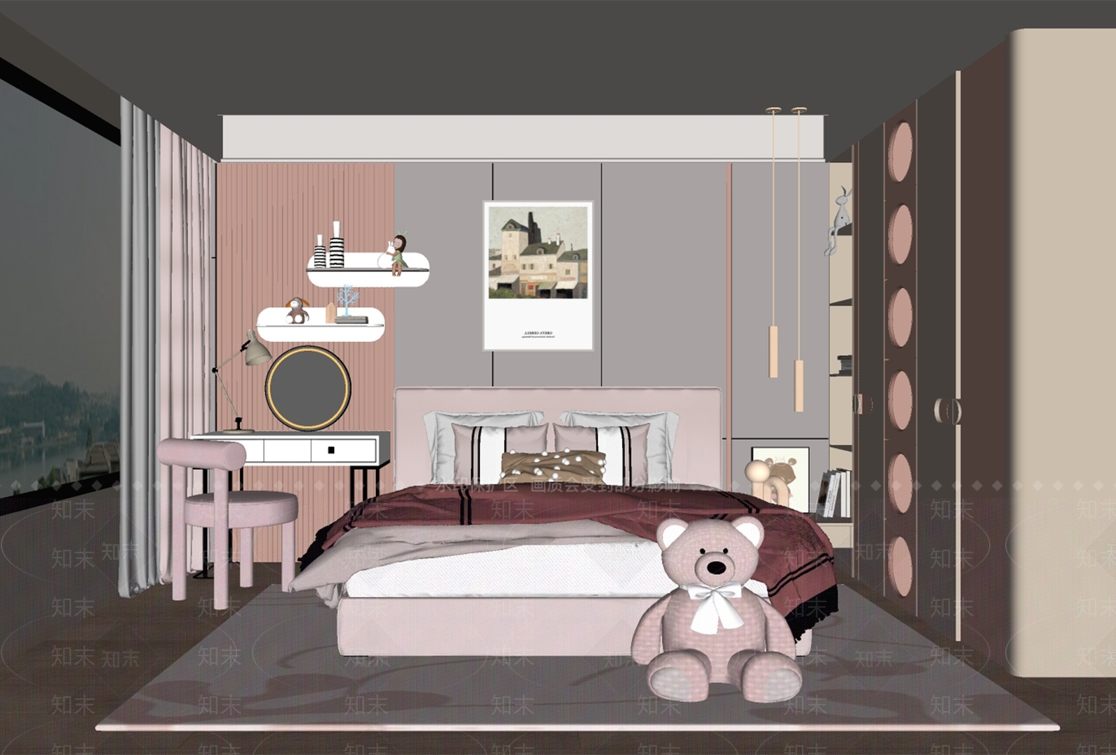 现代女孩房SU模型下载【ID:1179477496】