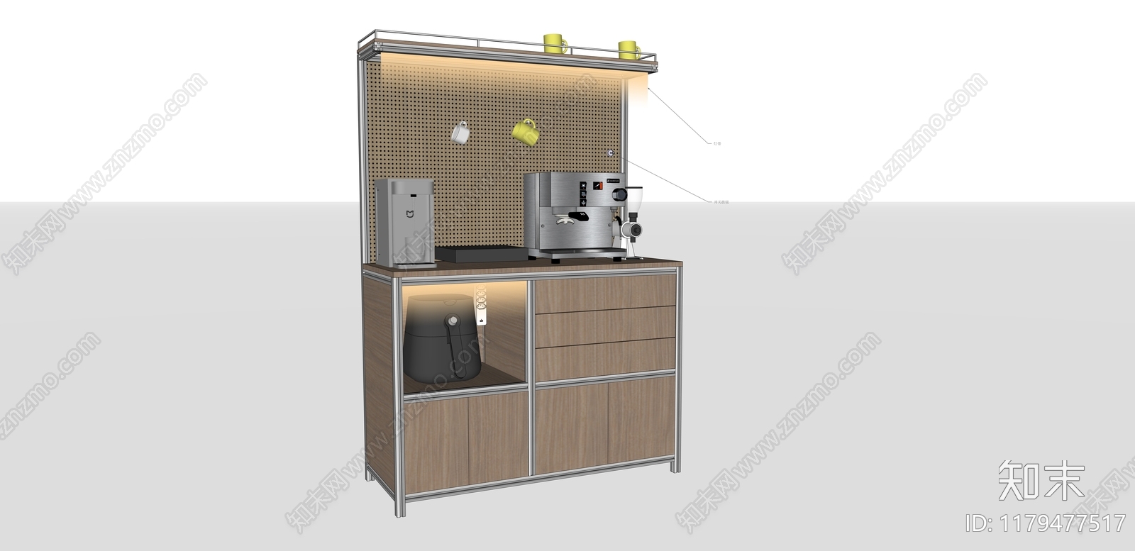 现代工业餐边柜SU模型下载【ID:1179477517】