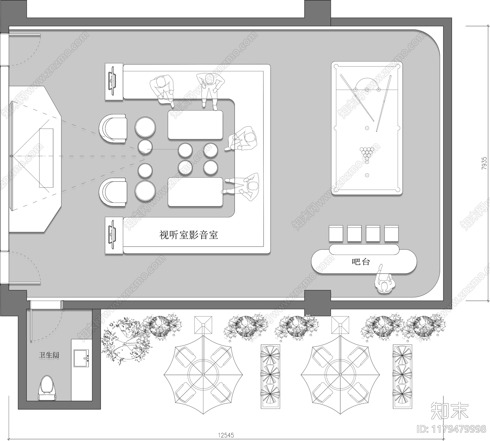 现代影音室施工图下载【ID:1179479998】