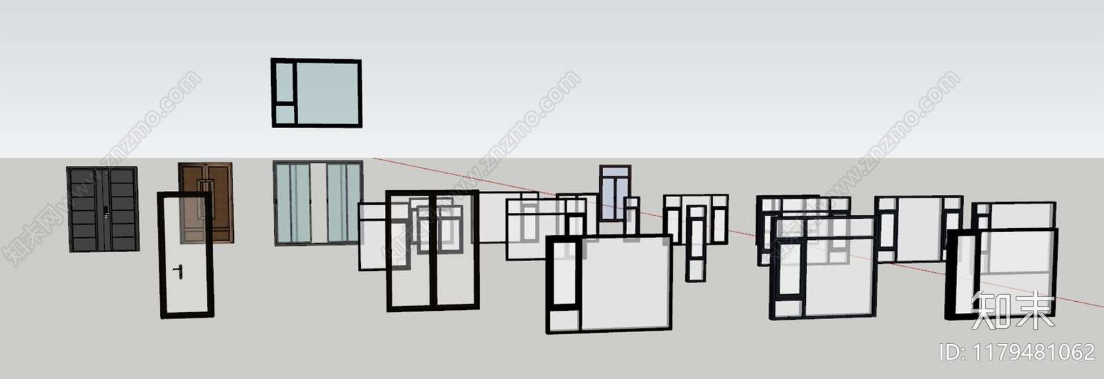 现代极简窗户组合SU模型下载【ID:1179481062】