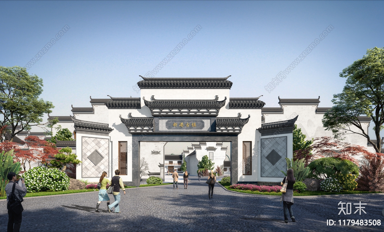 新中式其他建筑外观3D模型下载【ID:1179483508】