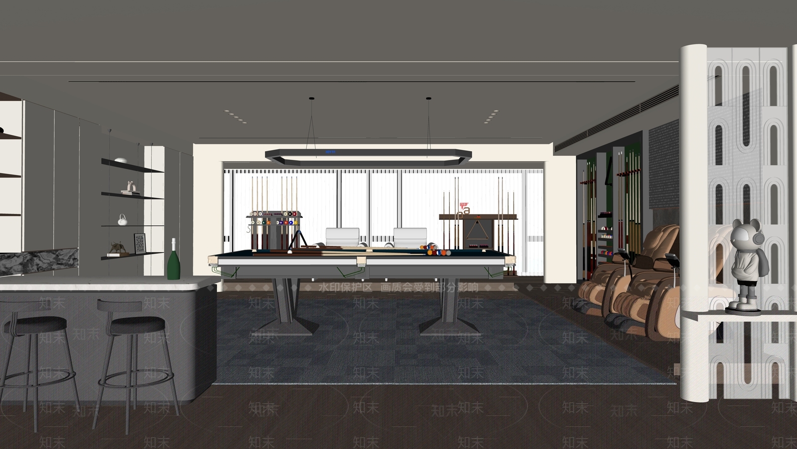 现代台球室SU模型下载【ID:1179484770】