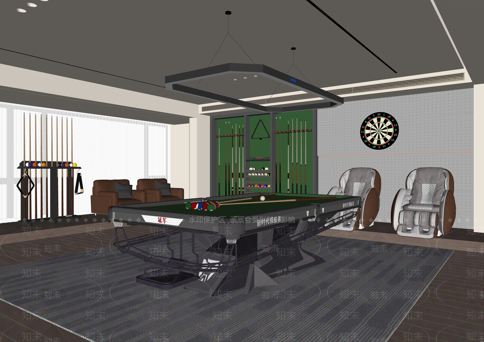 现代台球室SU模型下载【ID:1179484968】