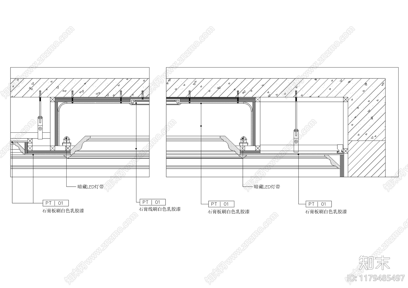 现代吊顶节点cad施工图下载【ID:1179485497】