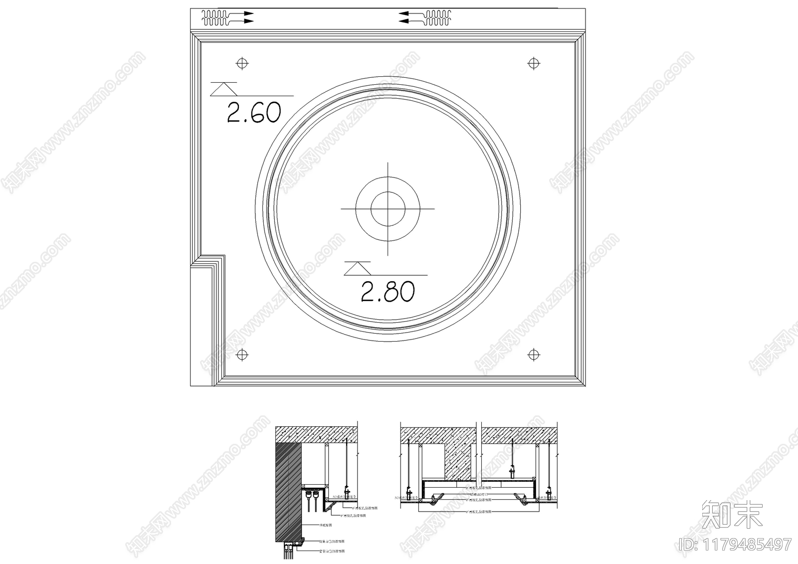 现代吊顶节点cad施工图下载【ID:1179485497】