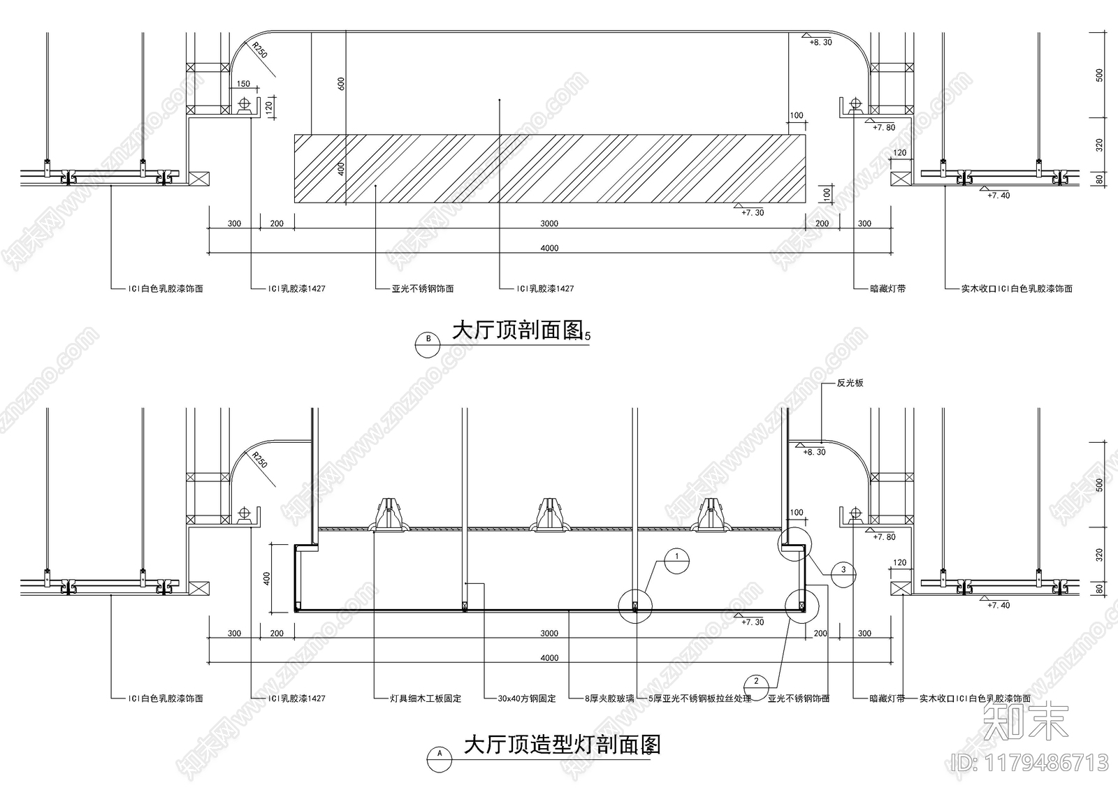 现代吊顶节点施工图下载【ID:1179486713】