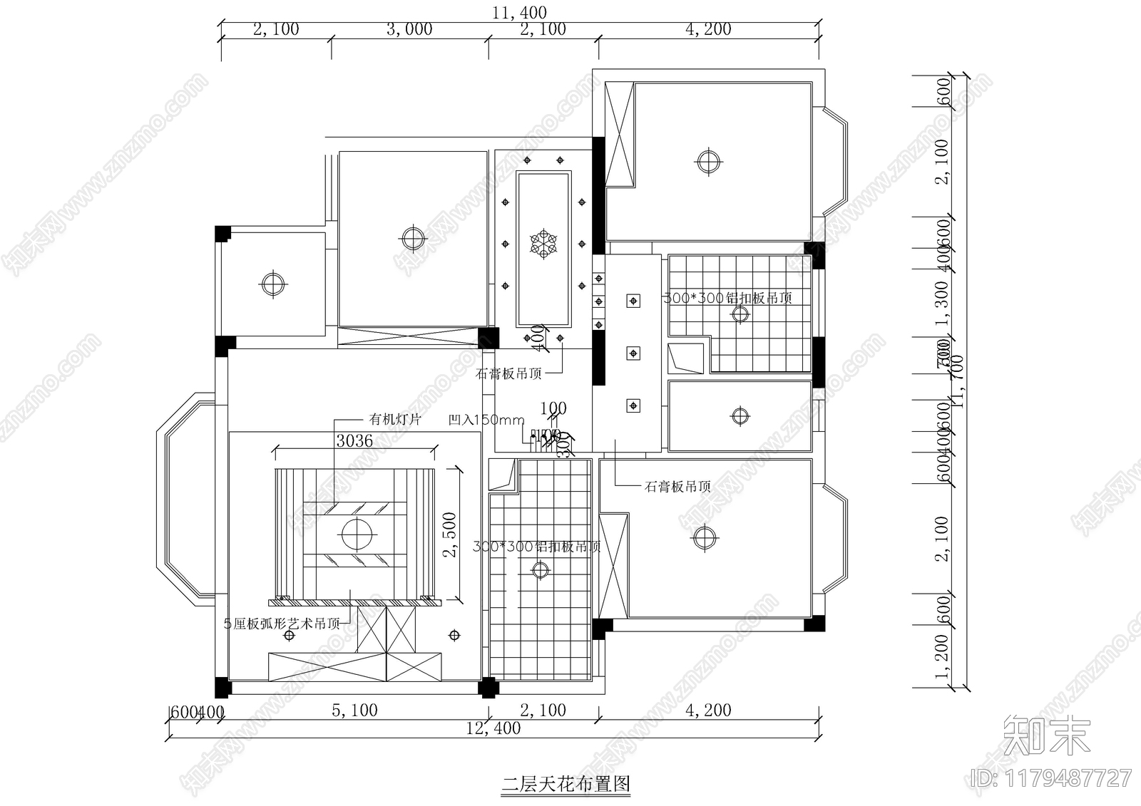 现代吊顶节点cad施工图下载【ID:1179487727】