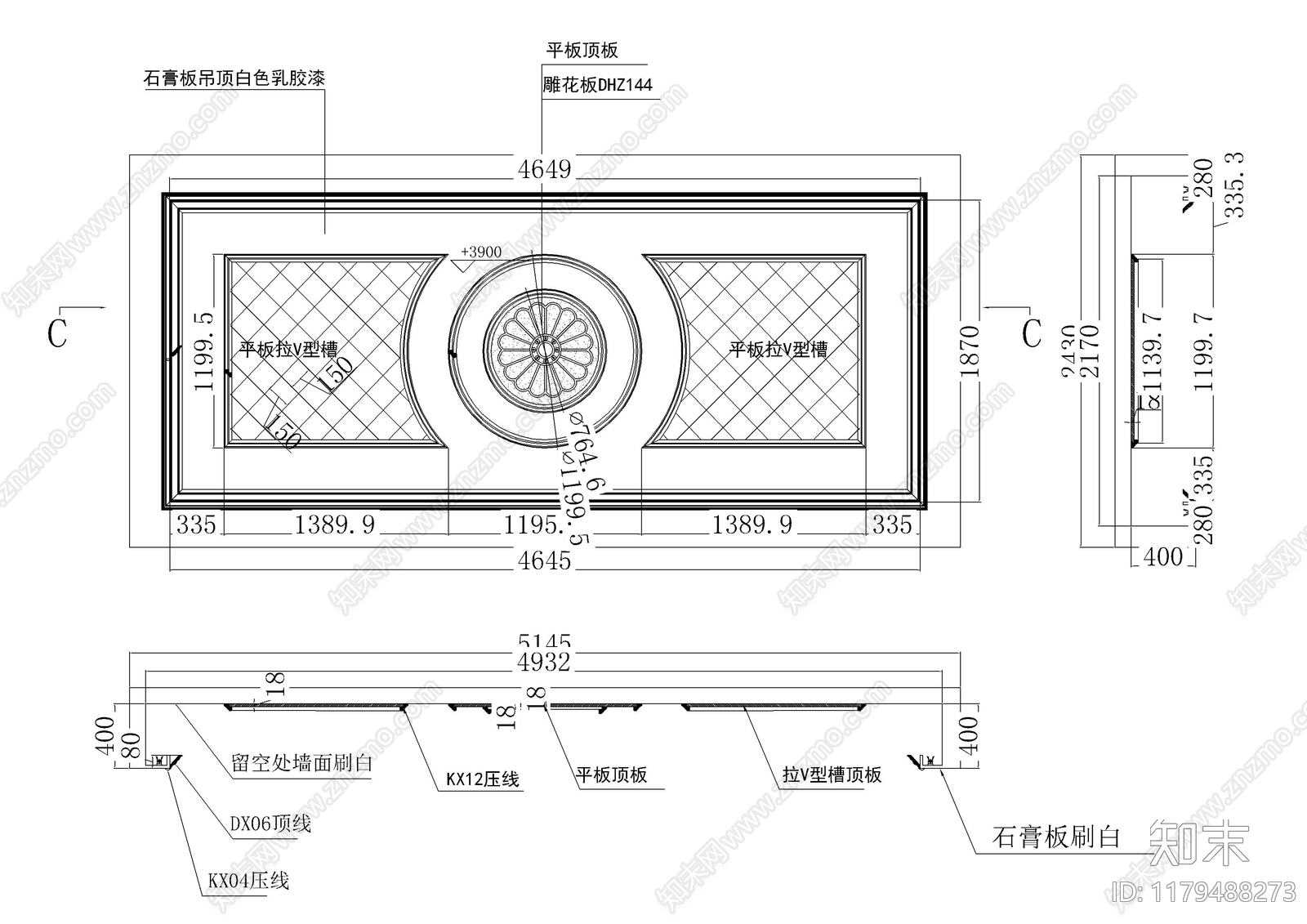 现代吊顶节点cad施工图下载【ID:1179488273】