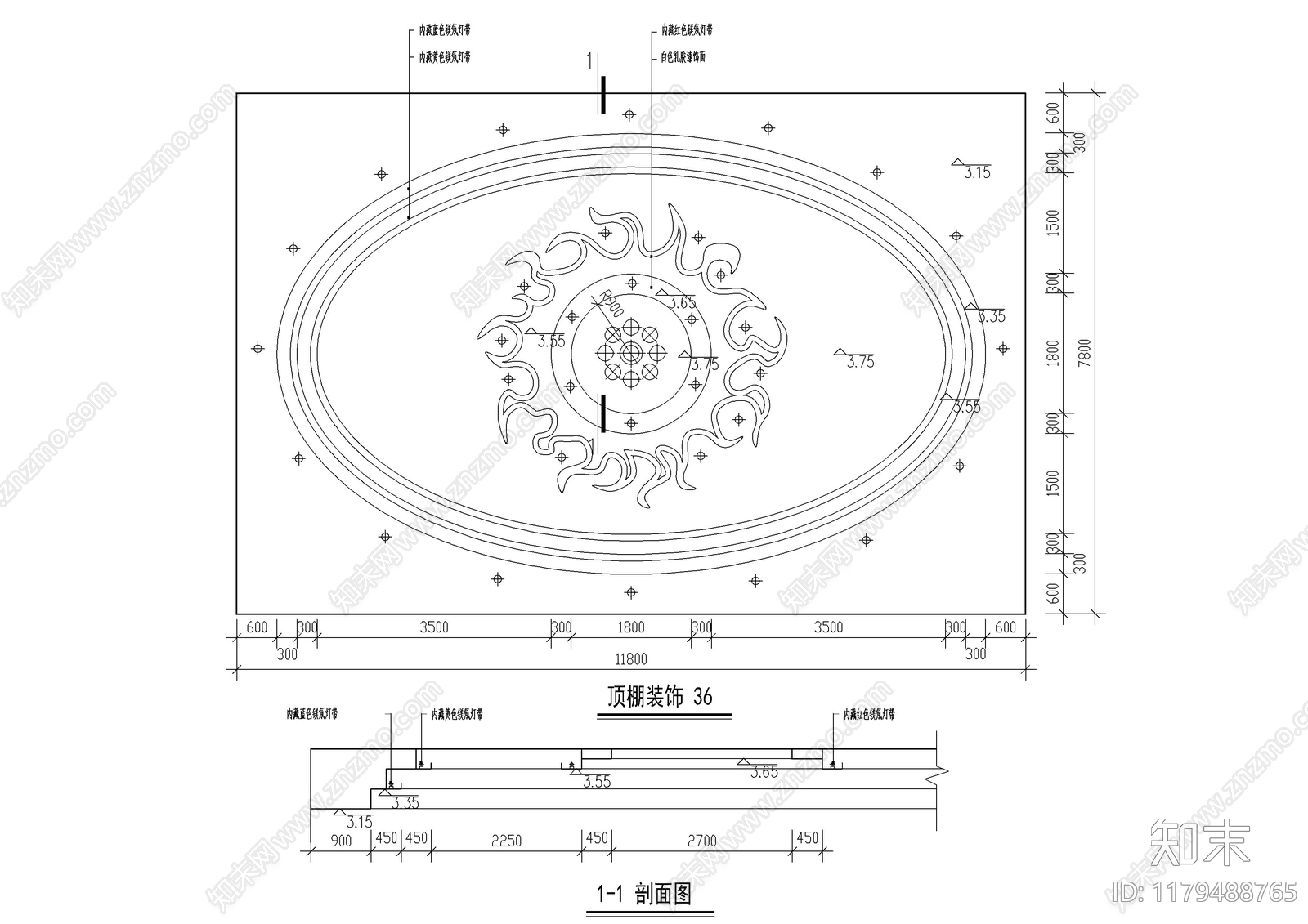 现代吊顶节点cad施工图下载【ID:1179488765】