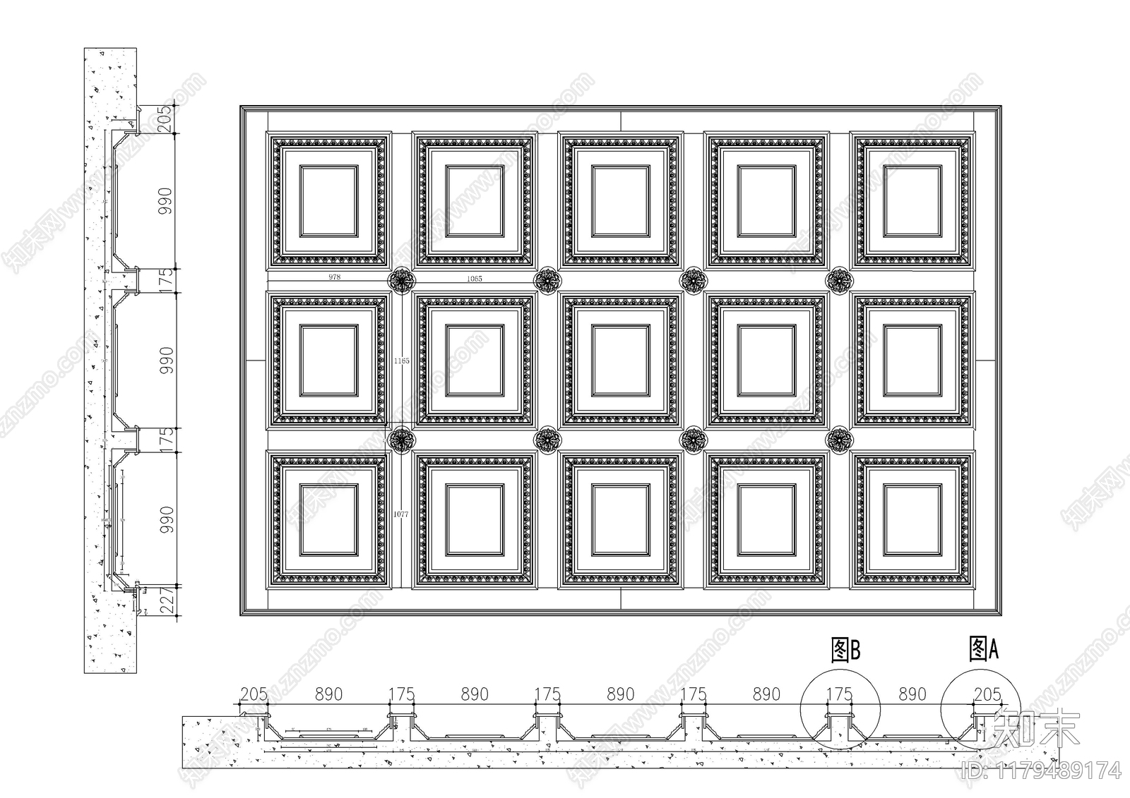 现代吊顶节点cad施工图下载【ID:1179489174】