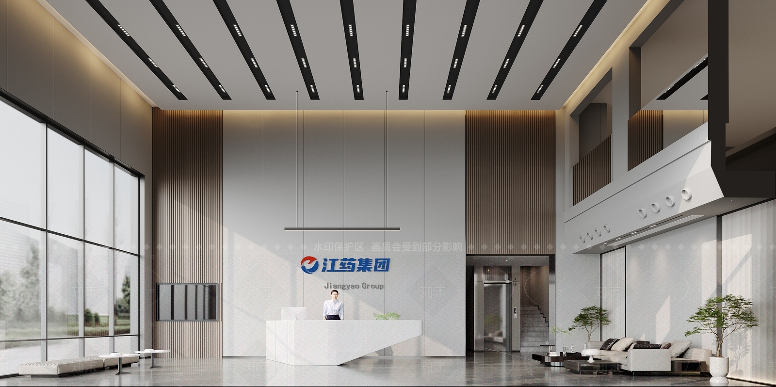 现代办公大厅3D模型下载【ID:1214925257】