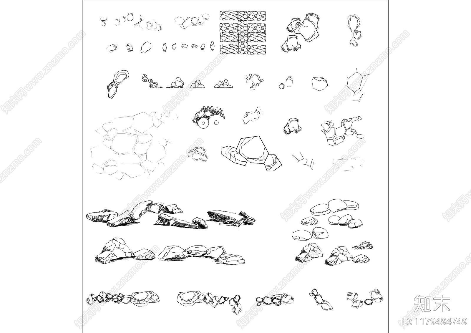 现代假山水景图库cad施工图下载【ID:1179494749】