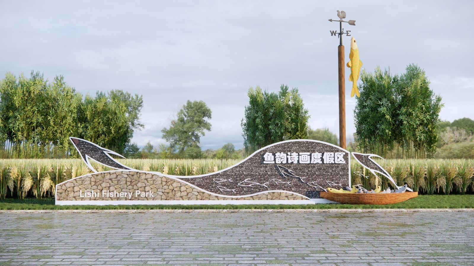 现代渔文化民俗雕塑SU模型下载【ID:1179496761】