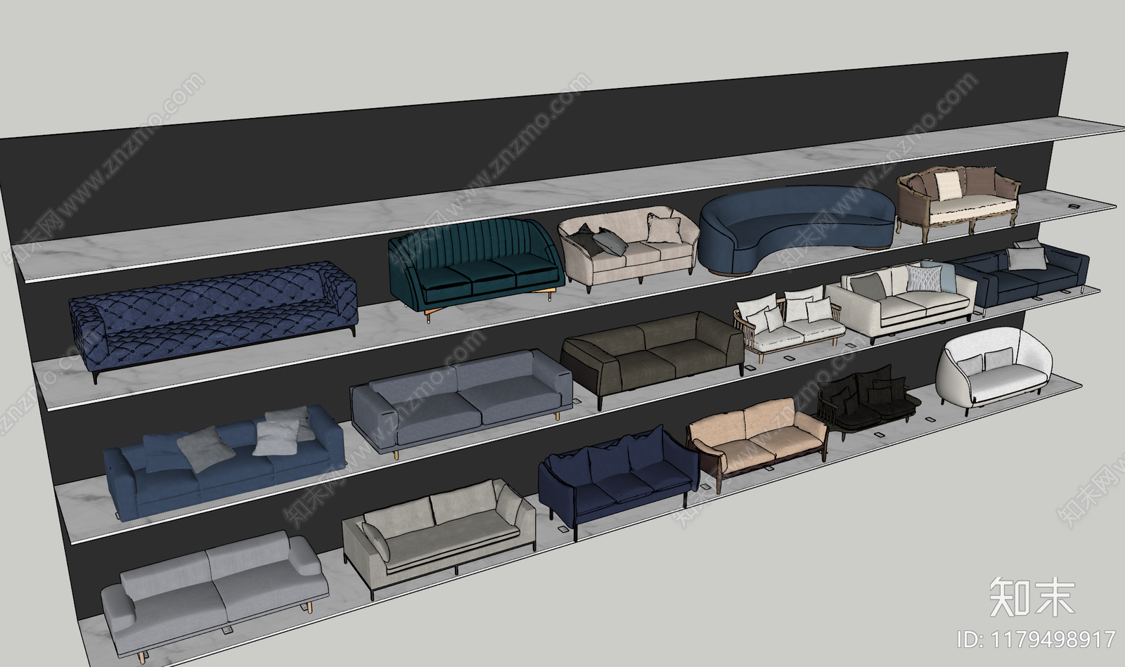 现代多人沙发SU模型下载【ID:1179498917】