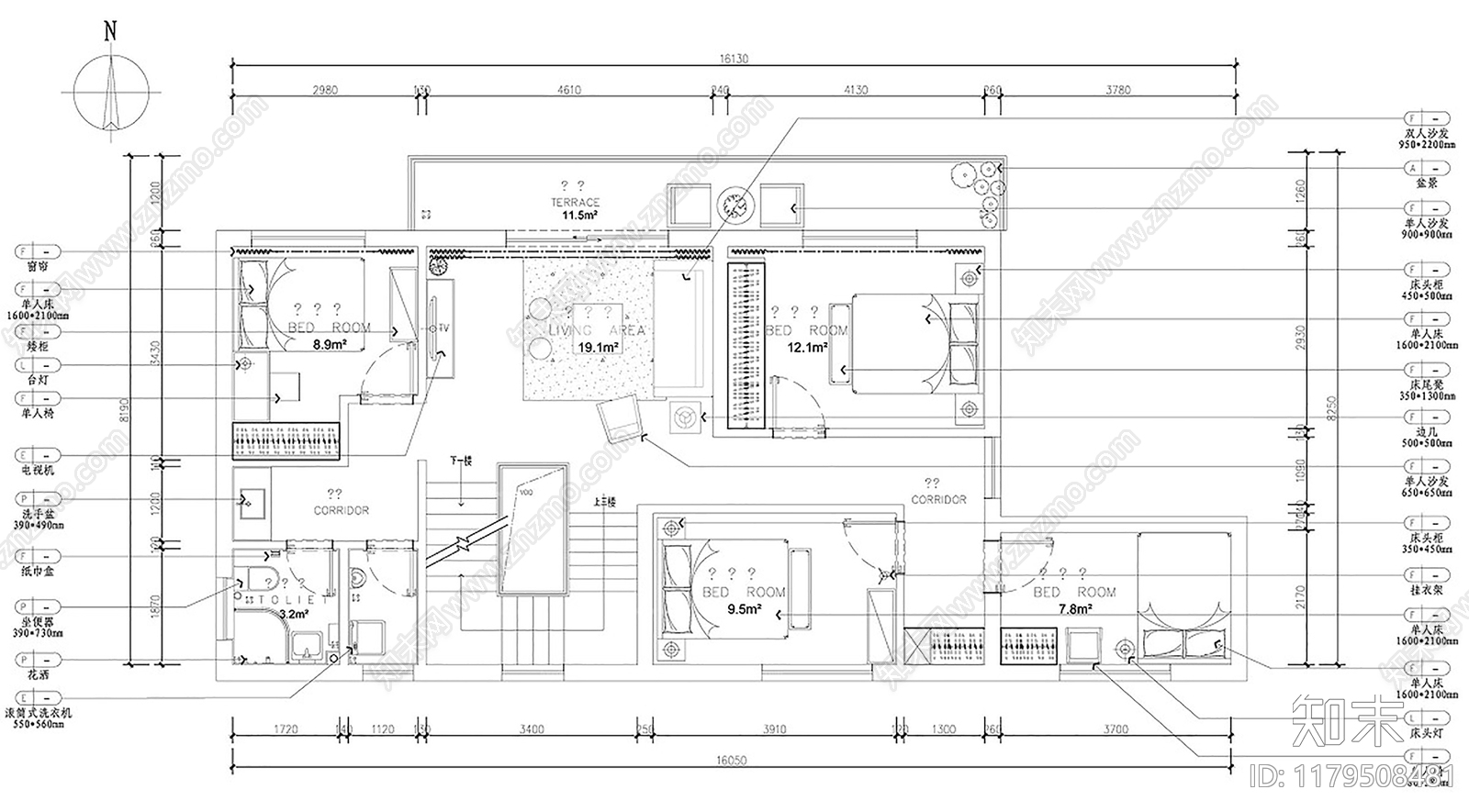 现代轻奢公寓施工图下载【ID:1179508481】