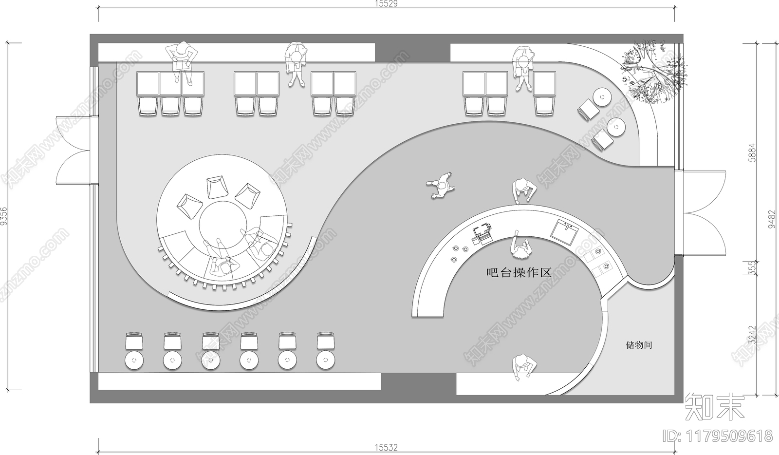 现代奶茶店施工图下载【ID:1179509618】