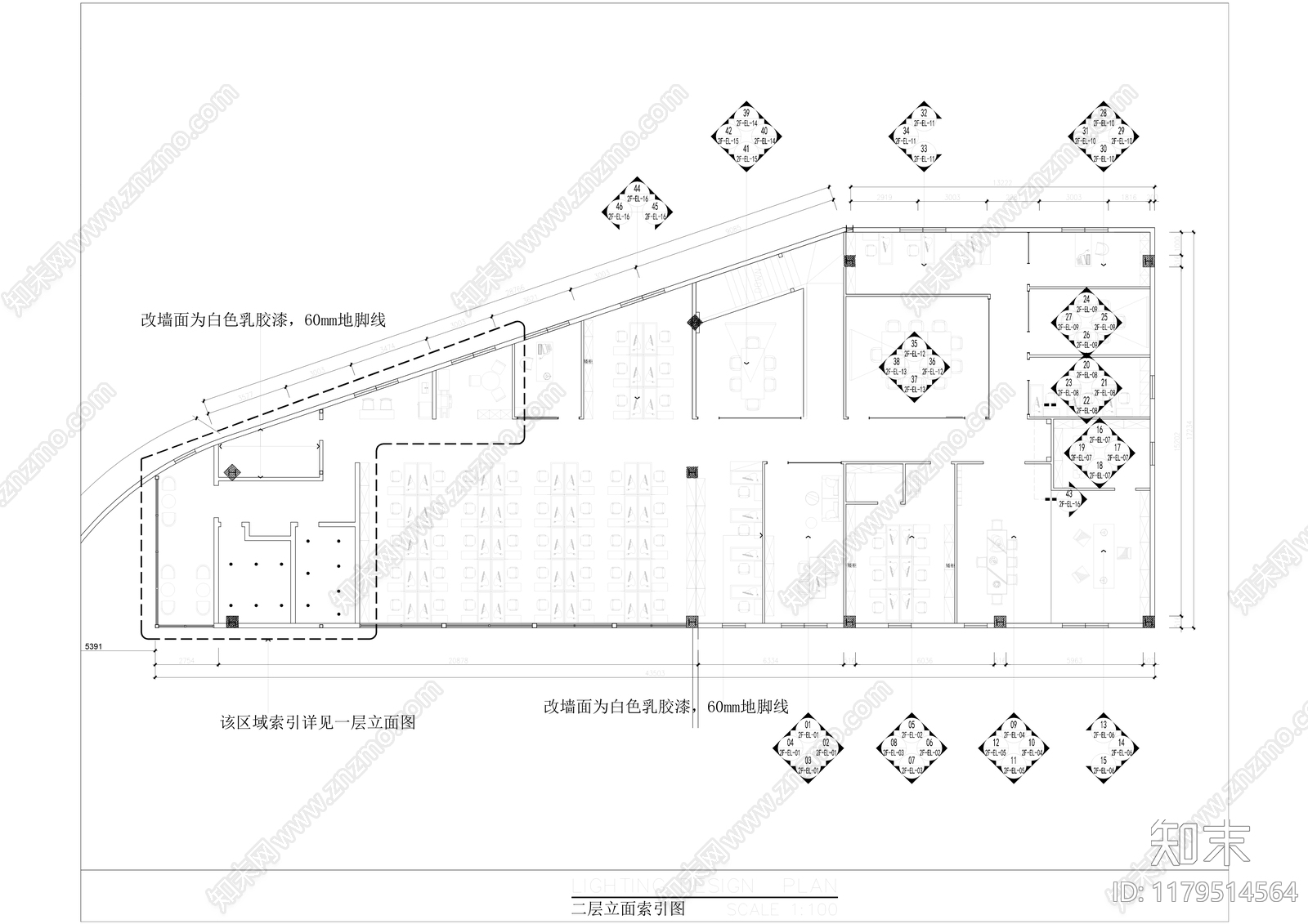 现代简约开放办公室施工图下载【ID:1179514564】