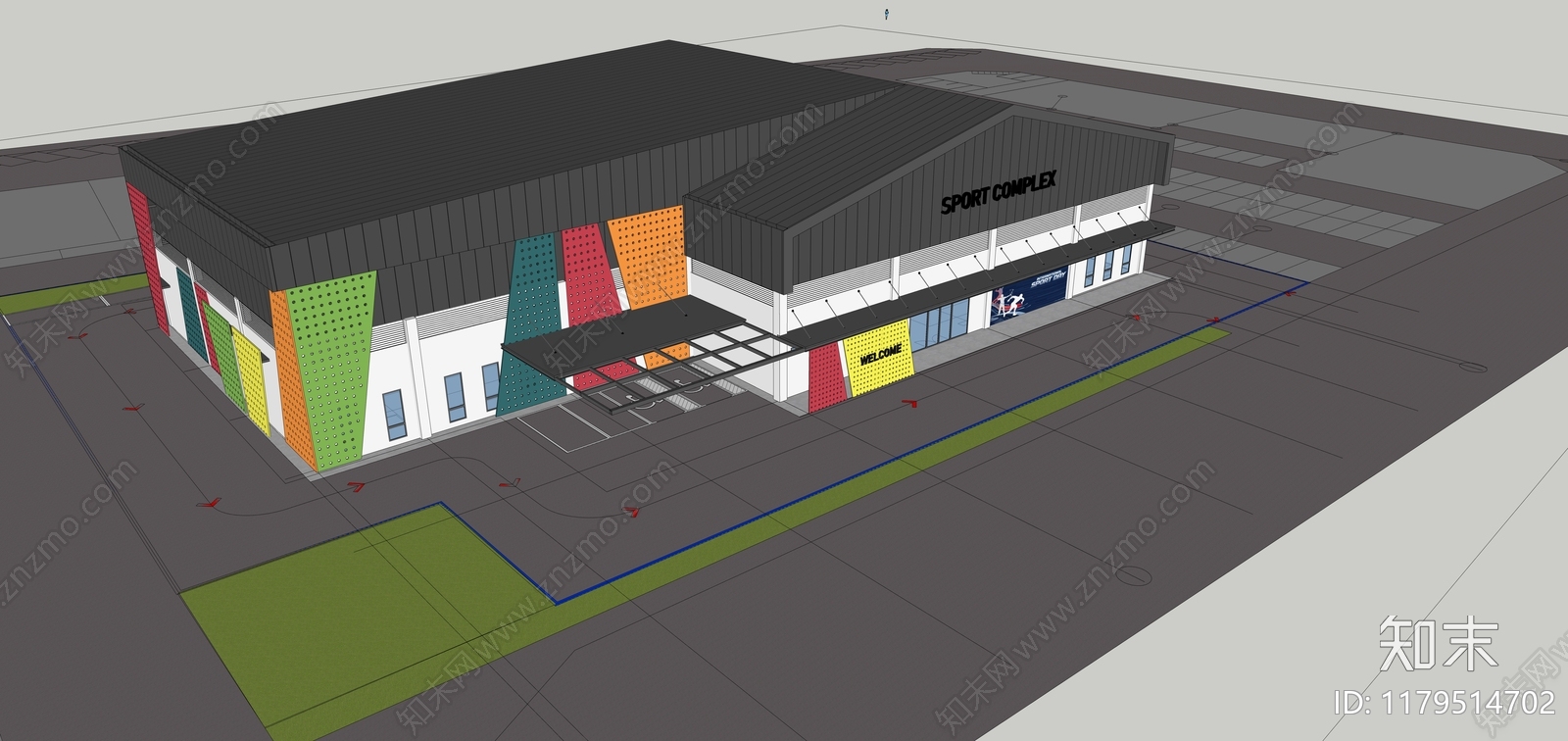 现代体育建筑SU模型下载【ID:1179514702】