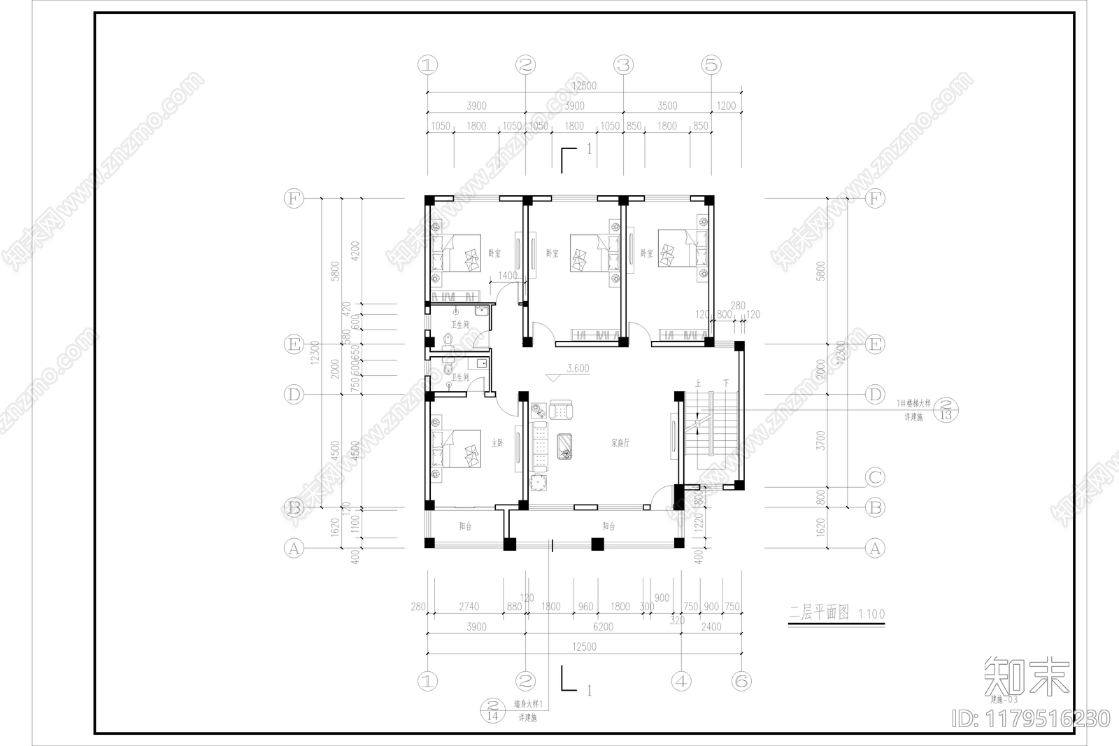 现代简约别墅建筑施工图下载【ID:1179516230】