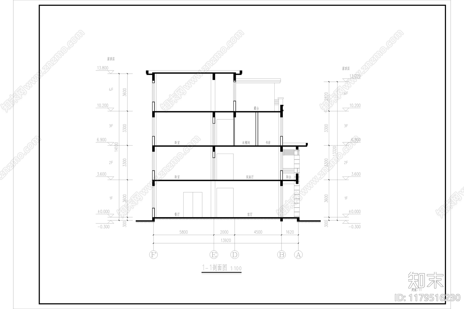 现代简约别墅建筑施工图下载【ID:1179516230】