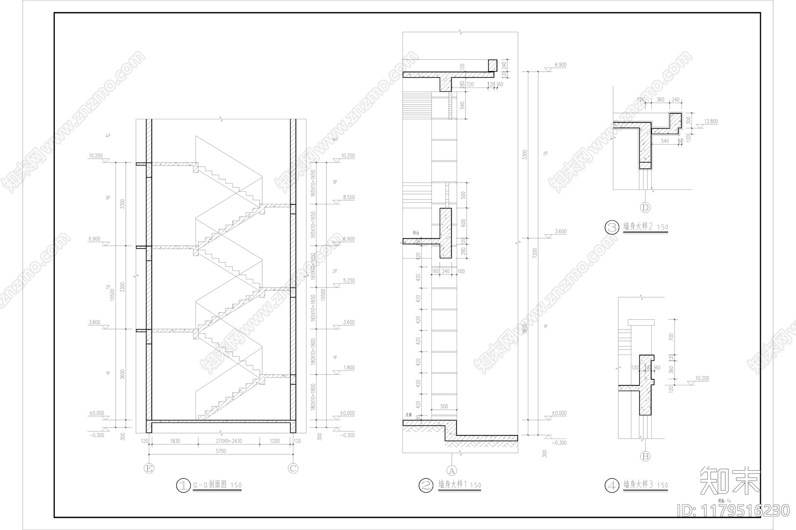 现代简约别墅建筑施工图下载【ID:1179516230】